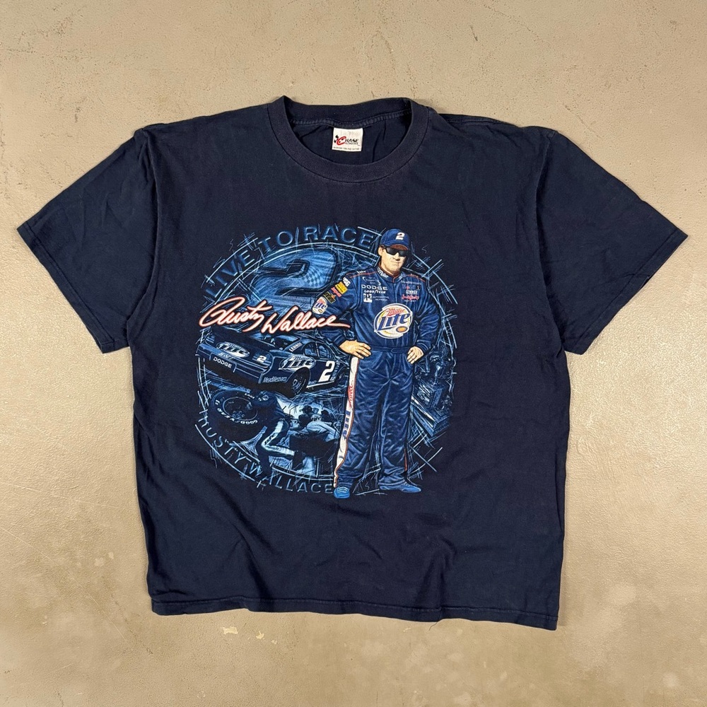 Vintage Y2K Rusty Wallace Racing Sportswear Retro Essential Tee T-Shirt Size XL